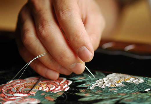 昨年の日本刺繍の様子