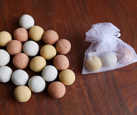 Making deodorant clay dumplings